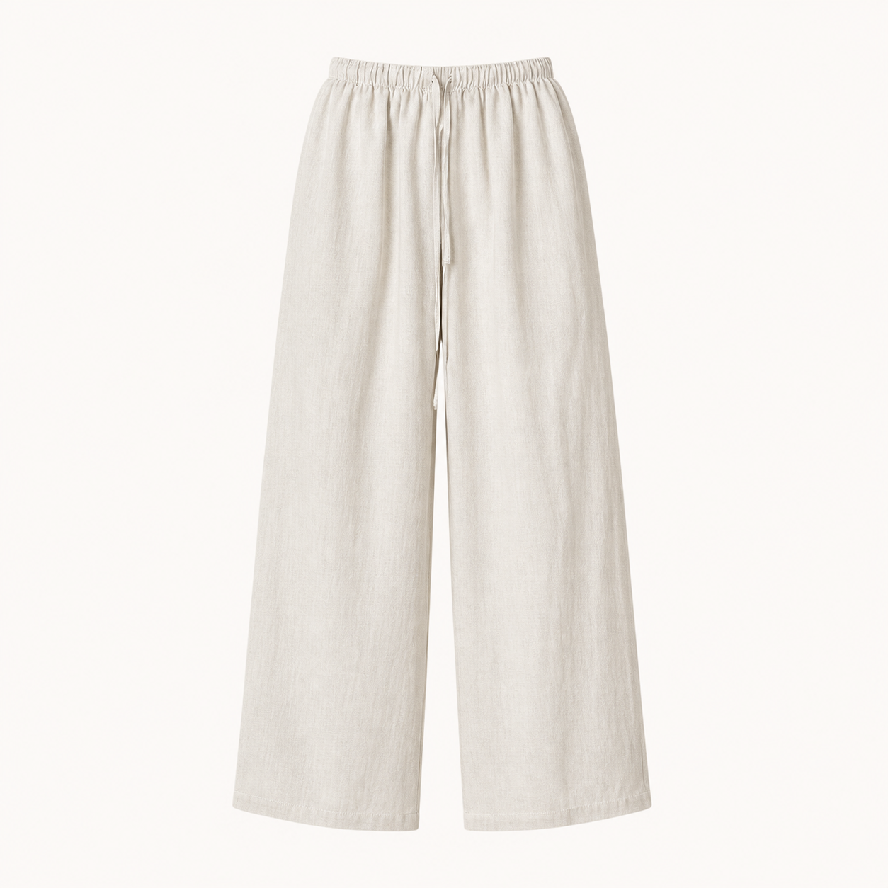 Natural Linen Wide-Leg Trousers