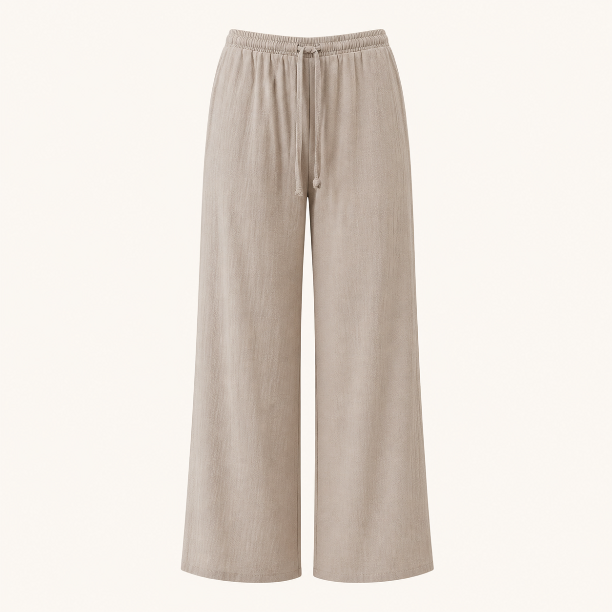 Natural Linen Wide-Leg Trousers