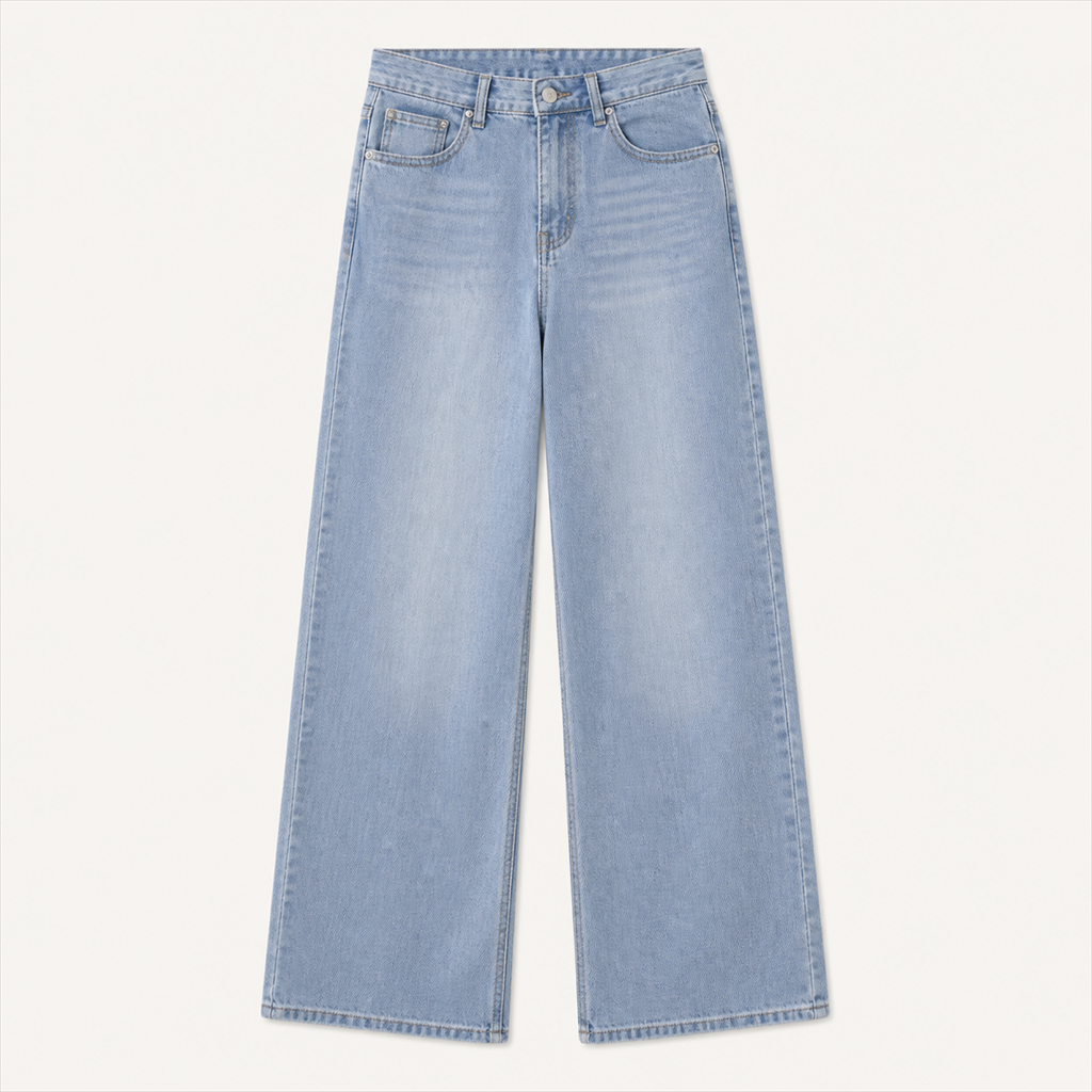 Light-Wash Wide-Leg Jeans