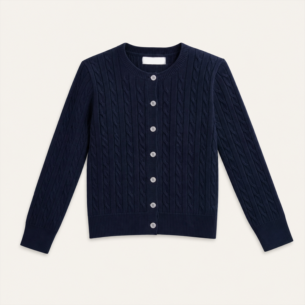 Navy Cable Knit Cardigan