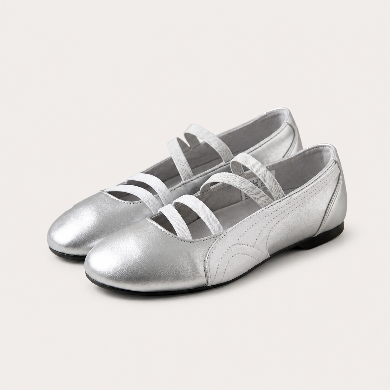 Silver Ballet Flats