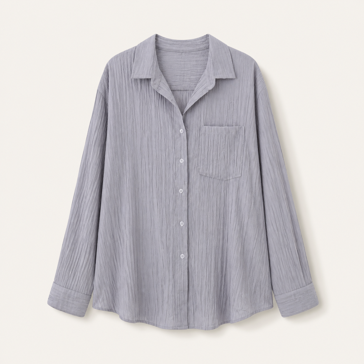 Relaxed Gray Long-Sleeve Shirt